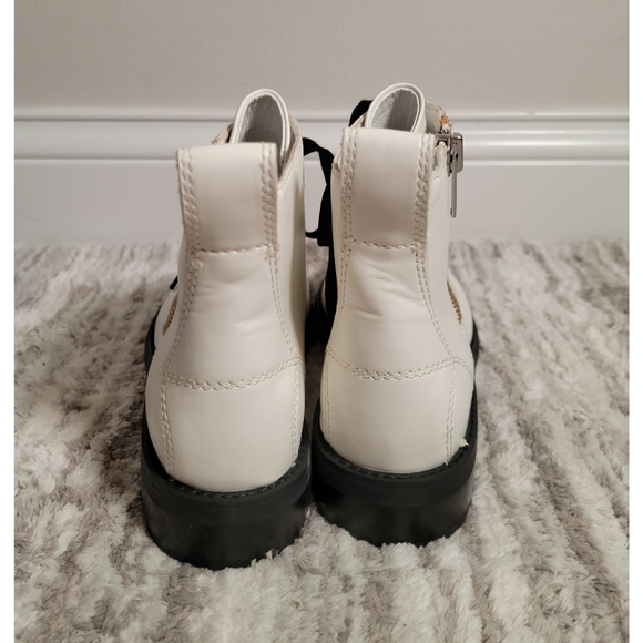 Abound Ankle White Boots with Black Laces and Soles - Picture 3 of 5